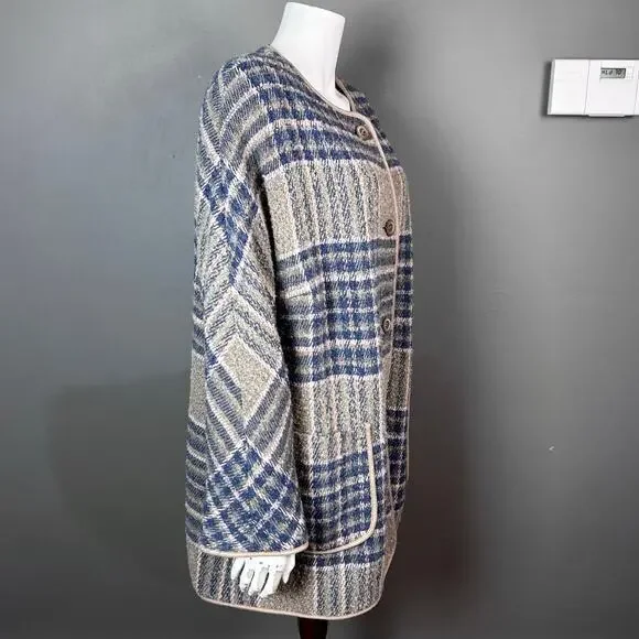 Basler‎ jacket women's Large XL wool long plaid blazer overcoat FR 46 lagenlook